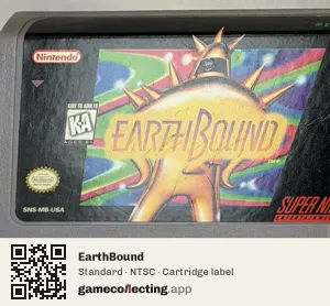EarthBound Super Nintendo Entertainment System, NTSC cartridge label