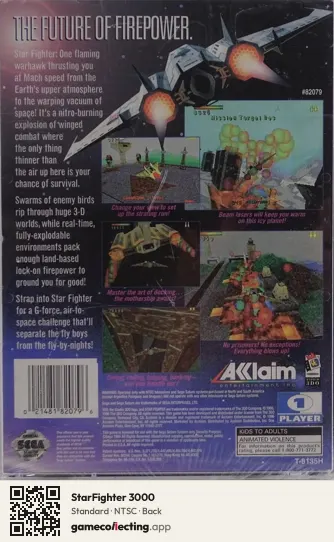 StarFighter 3000 Sega Saturn, NTSC box back