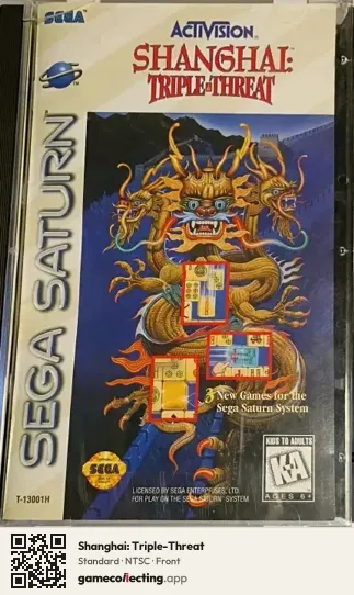 Shanghai: Triple-Threat Sega Saturn, NTSC box front