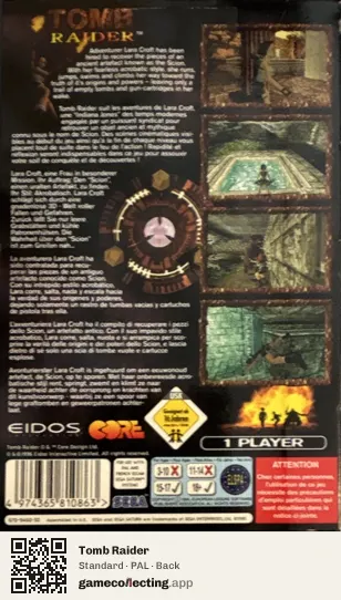 Tomb Raider Sega Saturn, PAL box back