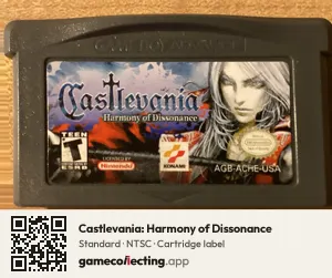 Castlevania: Harmony of Dissonance Game Boy Advance, NTSC cartridge label