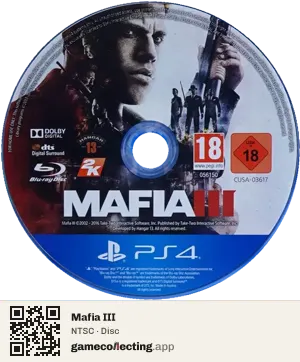 Mafia III PlayStation 4, NTSC disc