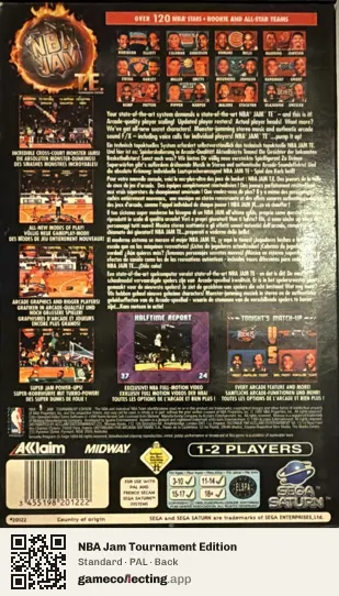 NBA Jam Tournament Edition Sega Saturn, PAL box back