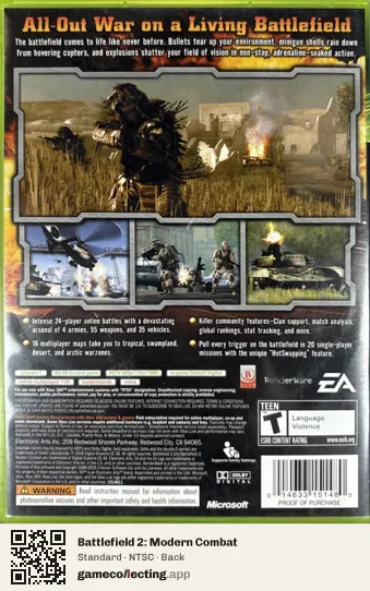 Battlefield 2: Modern Combat Xbox 360, NTSC box back