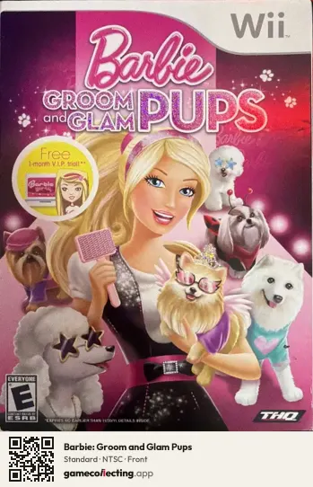 Barbie: Groom and Glam Pups Nintendo Wii, NTSC box front