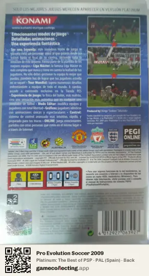 Pro Evolution Soccer 2009 PlayStation Portable, Spain box back
