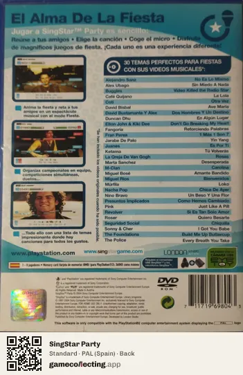 SingStar Party PlayStation 2, Spain box back