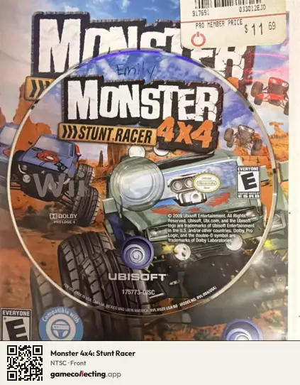 Monster 4x4: Stunt Racer Nintendo Wii, NTSC box front