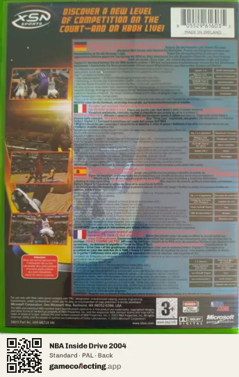 NBA Inside Drive 2004 Xbox, PAL box back
