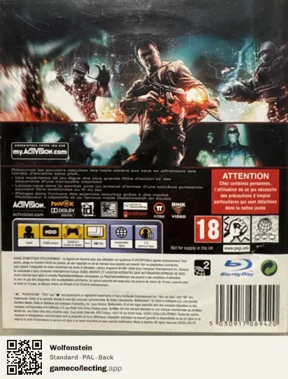 Wolfenstein PlayStation 3, PAL box back