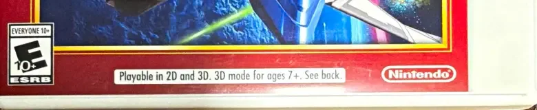 Star Fox 64 3D, the ESRB box on its front