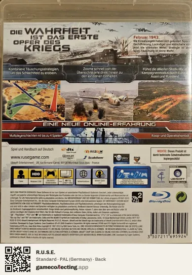 R.U.S.E. PlayStation 3, Germany box back