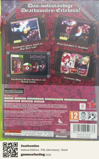 Deathsmiles Xbox 360, Germany box back