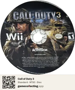 Call of Duty 3 Nintendo Wii, NTSC disc