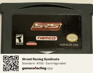 Street Racing Syndicate Game Boy Advance, NTSC cartridge label