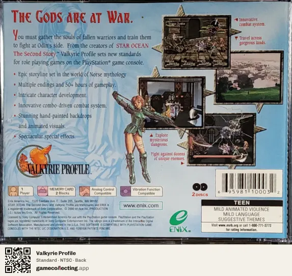 Valkyrie Profile PlayStation, NTSC box back