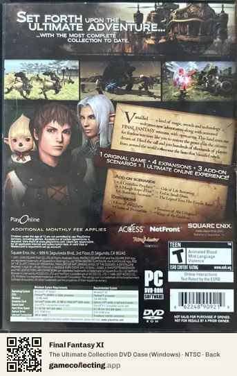 Final Fantasy XI Computer, NTSC box back