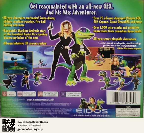 Gex 3: Deep Cover Gecko PlayStation, NTSC box back