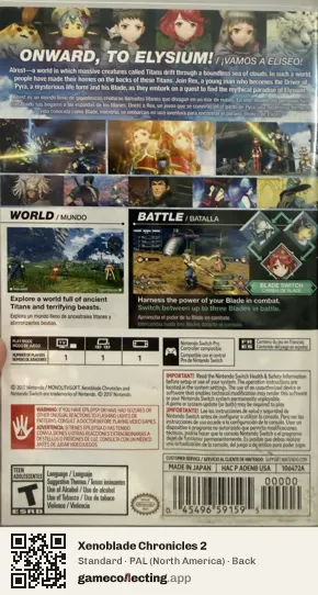 Xenoblade Chronicles 2 Nintendo Switch, North America box back