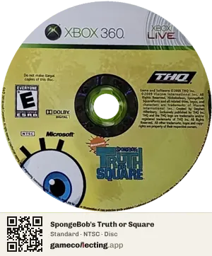 SpongeBob's Truth or Square Xbox 360, NTSC disc