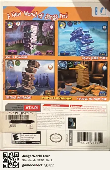 Jenga World Tour Nintendo Wii, NTSC box back