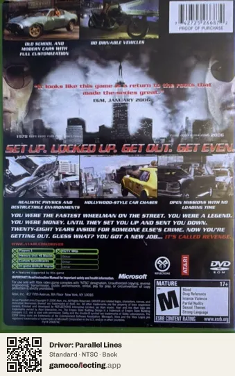 Driver: Parallel Lines Xbox, NTSC box back