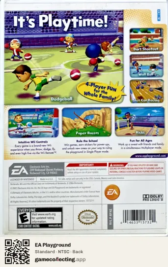 EA Playground Nintendo Wii, NTSC box back