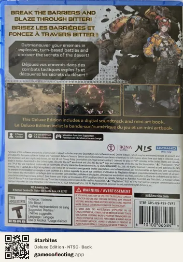 Starbites PlayStation 5, NTSC box back