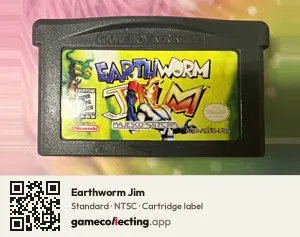 Earthworm Jim Game Boy Advance, NTSC cartridge label