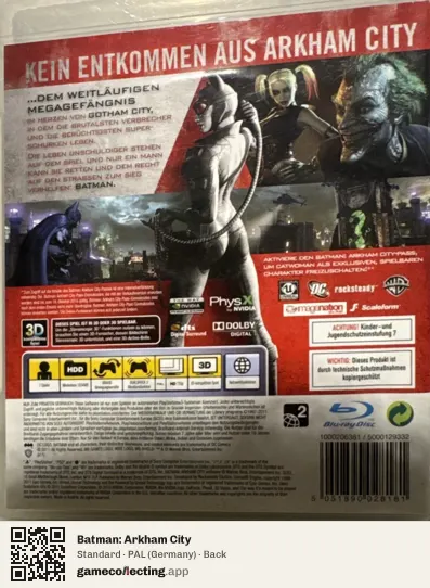 Batman: Arkham City PlayStation 3, Germany box back
