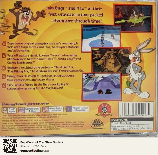 Bugs Bunny & Taz: Time Busters PlayStation, NTSC box back