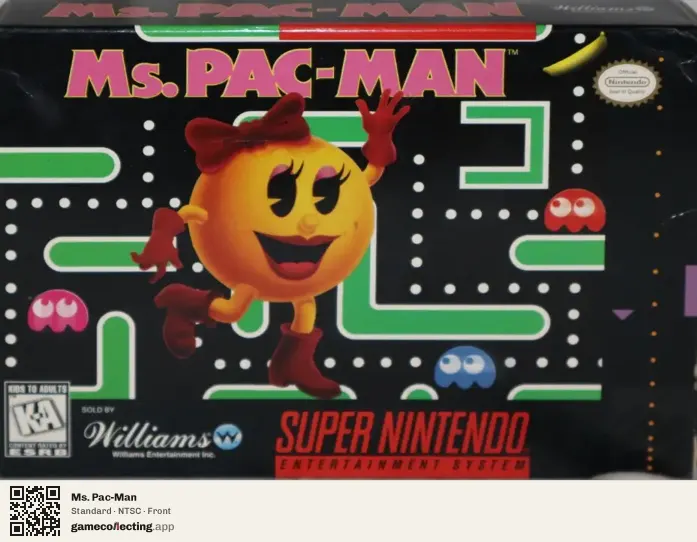 Ms. Pac-Man Super Nintendo Entertainment System, NTSC box front