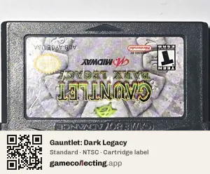 Gauntlet: Dark Legacy Game Boy Advance, NTSC cartridge label