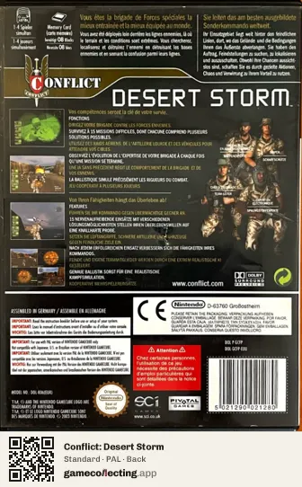 Conflict: Desert Storm Nintendo GameCube, PAL box back