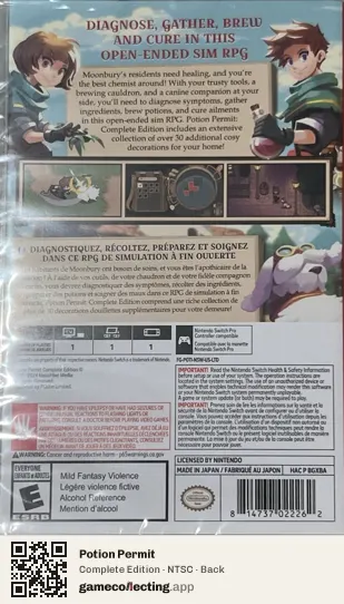 Potion Permit Nintendo Switch, NTSC box back