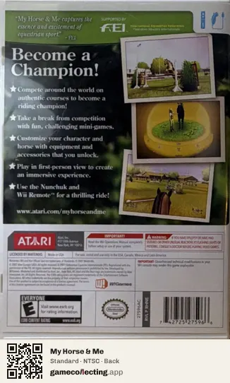 My Horse & Me Nintendo Wii, NTSC box back