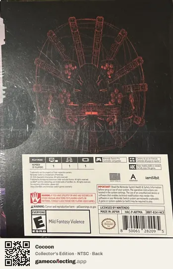Cocoon Nintendo Switch, NTSC box back