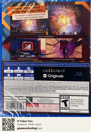 It Takes Two PlayStation 4, NTSC box back