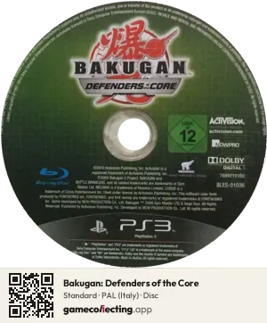 Bakugan: Defenders of the Core PlayStation 3, PAL disc