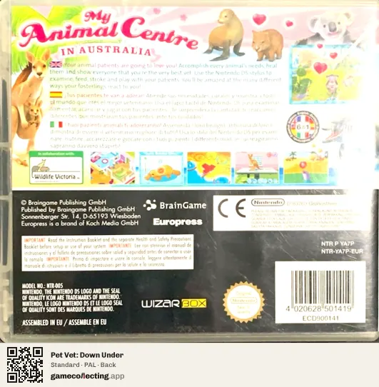Pet Vet: Down Under Nintendo DS, PAL box back