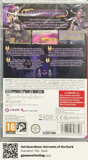 Gal Guardians: Servants of the Dark Nintendo Switch, PAL box back