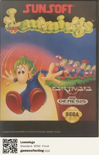 Lemmings Sega Mega Drive / Genesis, NTSC box front