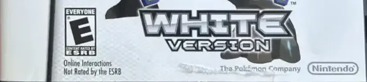 Pokémon White Version, the ESRB box on its front