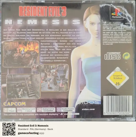 Resident Evil 3: Nemesis PlayStation, Germany box back