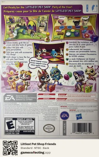 Littlest Pet Shop Friends Nintendo Wii, NTSC box back
