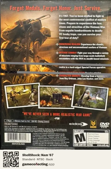 ShellShock: Nam '67 PlayStation 2, NTSC box back