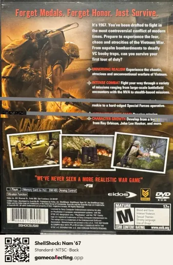 ShellShock: Nam '67 PlayStation 2, NTSC box back