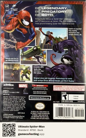 Ultimate Spider-Man Nintendo GameCube, NTSC box back