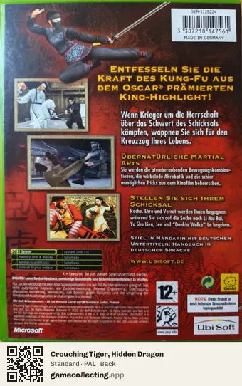 Crouching Tiger, Hidden Dragon Xbox, PAL box back