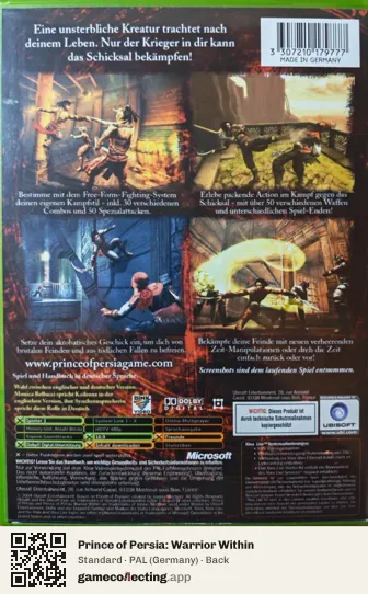 Prince of Persia: Warrior Within Xbox, Germany box back
